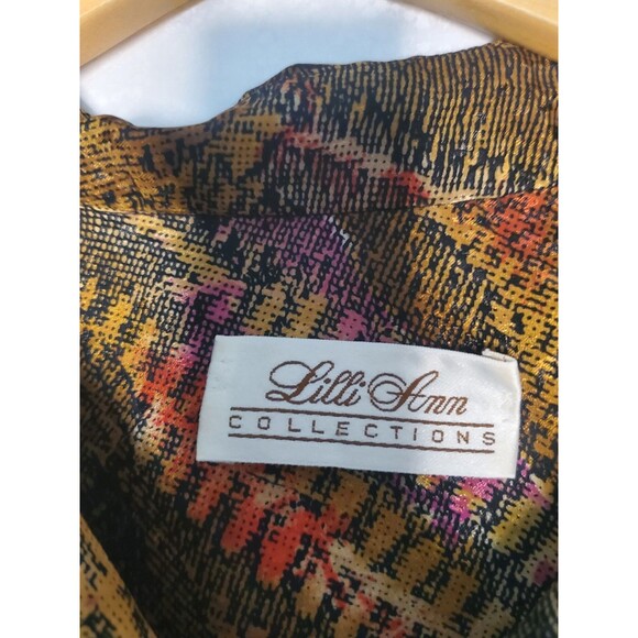 LILLI Ann Collection Brown BLOUSE SIZE L Retro Button Down - Picture 3 of 3
